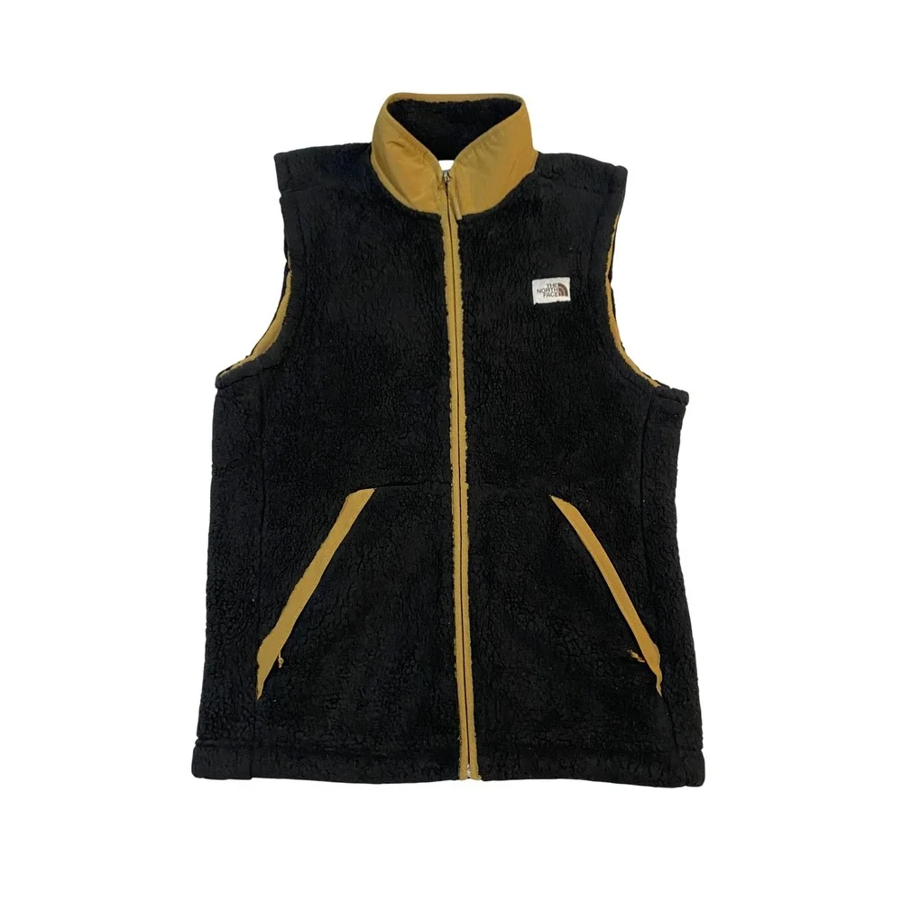 The North Face Campshire Sherpa Fleece Vest Black Tan NF0A3YRU Mens Small